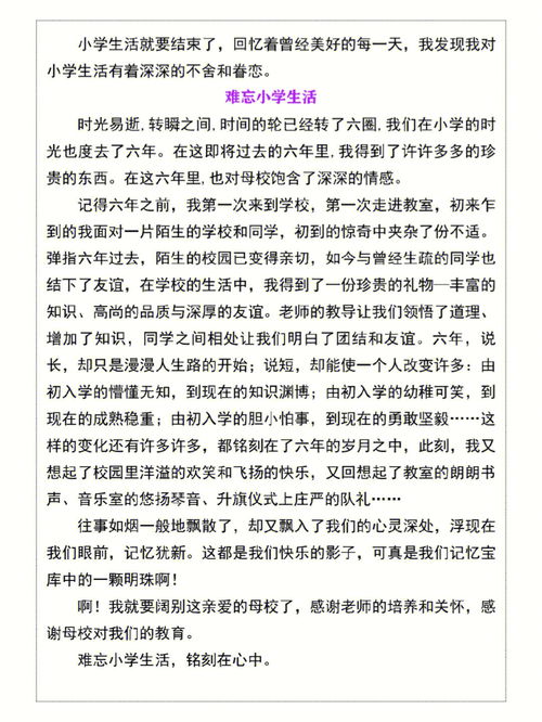 難忘小學生活作文,難忘小學生活作文300字