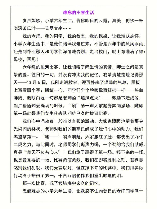 難忘的小學生活,難忘的小學生活作文600字